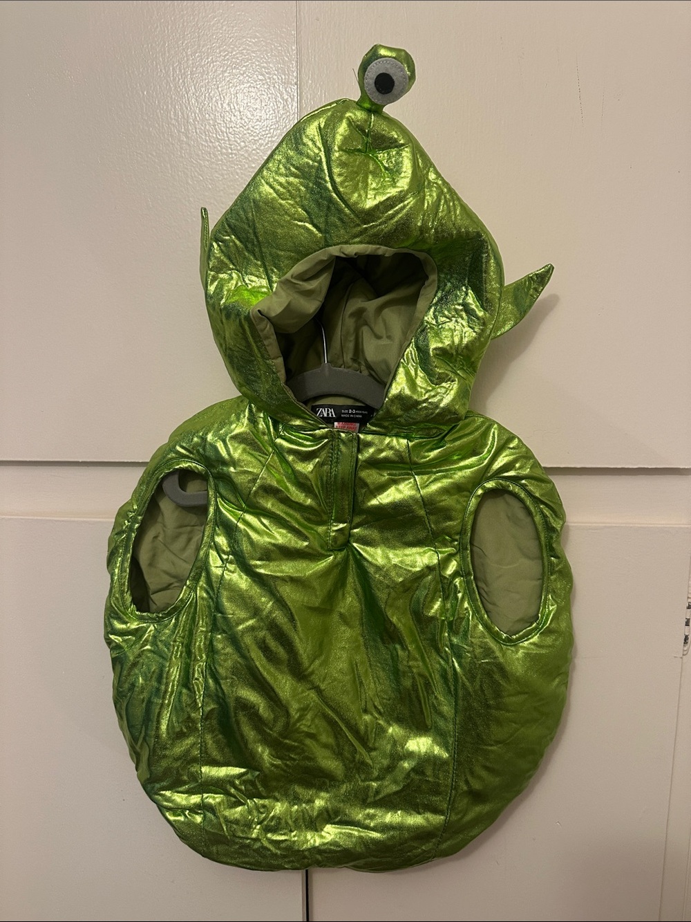 Zara Kids Halloween Costume - Shiny Green Alien Hooded Puffer